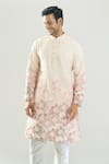 Shop_Rng Safawala_Off White Cotton, Silk, Dupion Embroidery, Chikankari Thread Kurta And Pant Set _Online_at_Aza_Fashions
