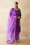 Gulabo Jaipur Purple Chanderi Embroidery, Lace Round Neck Meera Straight Kurta Set Online at Aza Fashions Gulabo Jaipur_Purple Chanderi Embroidery, Lace Round Neck Meera Straight Kurta Set _Online_at_Aza_Fashions