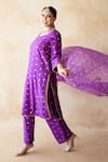 Shop Gulabo Jaipur Purple Chanderi Embroidery, Lace Round Neck Meera Straight Kurta Set Online at Aza Fashions Shop_Gulabo Jaipur_Purple Chanderi Embroidery, Lace Round Neck Meera Straight Kurta Set _Online_at_Aza_Fashions