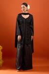 Buy_Samyukta Singhania_Black Crepe Embroidery, Sequins V-neck Kurta Sharara Set _at_Aza_Fashions