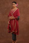 Buy_World of Sugandh_Pink Dupion, Silk Embroidery, Gota Patti, Fringe Boat Gulmitti Hand Kurta Set 