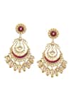 MAISARA JEWELRY Red Pearls, Stones Embellished Layered Chandbalis Online at Aza Fashions MAISARA JEWELRY_Red Pearls, Stones Embellished Layered Chandbalis _Online_at_Aza_Fashions