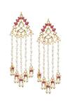 Buy_MAISARA JEWELRY_Red Pearls Anjushree Jaal Embellished Earrings _Online_at_Aza_Fashions