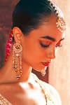 Buy_Maisara Jewelry_Multi Color Pearls Mayil Kundan Embellished Earrings _at_Aza_Fashions