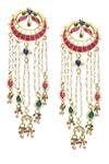 Shop_Maisara Jewelry_Multi Color Pearls, Zari Mayil Embellished Earrings _at_Aza_Fashions
