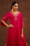 Buy_World of Sugandh_Pink Dupion, Silk Embroidery V-neck Gulchaand Kurta With Pant _Online_at_Aza_Fashions