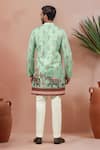 Shop_Arihant Rai Sinha_Green Cotton Embroidery, Foil Digital Printed Elephant Motif Kurta And Pant Set _at_Aza_Fashions