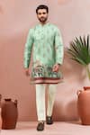 Arihant Rai Sinha_Green Cotton Embroidery, Foil Digital Printed Elephant Motif Kurta And Pant Set _Online_at_Aza_Fashions