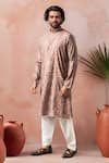 Arihant Rai Sinha_Pink Modal Embroidery, Foil Printing Printed And Kurta Salwar Set _Online_at_Aza_Fashions
