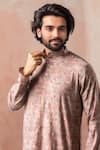 Shop_Arihant Rai Sinha_Pink Modal Embroidery, Foil Printing Printed And Kurta Salwar Set _Online_at_Aza_Fashions