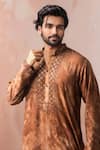 Arihant Rai Sinha_Brown Rayon, Silk Mirrors, Embroidery Printed And Kurta Salwar Set _Online_at_Aza_Fashions