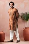 Shop_Arihant Rai Sinha_Brown Rayon, Silk Mirrors, Embroidery Printed And Kurta Salwar Set _Online_at_Aza_Fashions