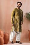 Arihant Rai Sinha_Green Rayon, Silk Embroidery, Sequins Kurta Salwar Set _Online_at_Aza_Fashions