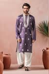 Buy_Arihant Rai Sinha_Purple Silk Embroidery Kurta And Salwar Set _at_Aza_Fashions
