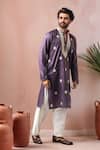Arihant Rai Sinha_Purple Silk Embroidery Kurta And Salwar Set _Online_at_Aza_Fashions
