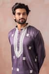Buy_Arihant Rai Sinha_Purple Silk Embroidery Kurta And Salwar Set _Online_at_Aza_Fashions