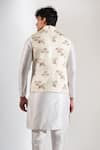 Shop_Rng Safawala_Off White Floral Print Bundi With Metal Buttons _at_Aza_Fashions