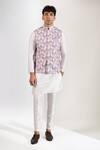 Shop_Rng Safawala_Off White Cotton, Silk Floral Print Bundi  _Online_at_Aza_Fashions