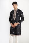 Buy_Rng Safawala_Black Dupion Embroidery, Sequins Thread And Kurta Set _Online_at_Aza_Fashions