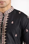 Rng Safawala_Black Dupion Embroidery, Sequins Thread And Kurta Set _at_Aza_Fashions