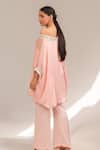 Shop_Laxmishriali_Peach Silk Beads, Sequins One Shoulder Rosaline Kaftan And Pant Set _at_Aza_Fashions