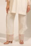 Laxmishriali_Off White Chanderi, Organza Embroidery Boat Neck Arabella Kurta Pant Set _Online_at_Aza_Fashions