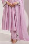 Buy_Laxmishriali_Lilac Chanderi, Organza Lace, Embroidery, Tassels V-neck Lavender Anarkali Set _Online_at_Aza_Fashions