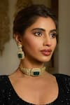 Buy_Amaara Jewels_Gold Plated Stones Meher Elan Polki And Doublet Emerald Choker Set _at_Aza_Fashions