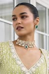 Buy_Amaara Jewels_Gold Plated Gemstones, Ayira Moissanite And Emerald Sleek Necklace Set _at_Aza_Fashions