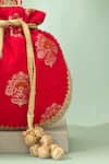 Amyra_Red Zari, Embroidery, Tassels, Beads Rangriti Zardozi Potli Bag_Online_at_Aza_Fashions
