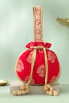Buy_Amyra_Red Zari, Embroidery, Tassels, Beads Rangriti Zardozi Potli Bag_at_Aza_Fashions