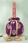 Buy_Amyra_Purple Embroidery, Tassels, Sequins Tantavi Zardousi Potli Bag _at_Aza_Fashions
