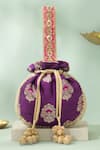 Shop_Amyra_Purple Embroidery, Tassels, Sequins Tantavi Zardousi Potli Bag _at_Aza_Fashions