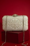 Buy_Amyra_Silver Beads, Embroidery Sehra Pearl Embellished Clutch_at_Aza_Fashions