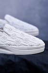 Around Always_Silver Flora Beadwork Embroidered Sneakers _Online_at_Aza_Fashions