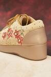 Around Always_Beige Trove Floral Embroidered Wedge Sneakers _Online_at_Aza_Fashions