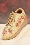Shop_Around Always_Beige Trove Floral Embroidered Wedge Sneakers _at_Aza_Fashions