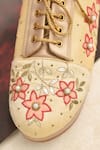 Shop_Around Always_Beige Trove Floral Embroidered Wedge Sneakers _Online_at_Aza_Fashions
