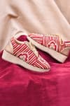 Around Always_Red Gulnaar Embroidered Wedge Sneakers _Online_at_Aza_Fashions