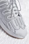 Around Always_Silver Rumi Beadwork Lace-up Wedge Sneakers _Online_at_Aza_Fashions