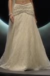 Shop_Couture By Niharika_Ivory Net, Viscose Pearls, Embroidery, Beads Liora Hand Lehenga Set _Online_at_Aza_Fashions