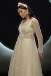 Buy_Couture By Niharika_Ivory Net Embroidery, Sequins V-, Open Evania Hand Jacket Skirt Set 
