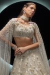 Shop Couture By Niharika Ivory Organza, Net Sequins, Beads, Veilora Hand Embroidered Lehenga With Bustier Online at Aza Fashions Shop_Couture By Niharika_Ivory Organza, Net Sequins, Beads, Veilora Hand Embroidered Lehenga With Bustier _Online_at_Aza_Fashions