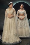 Buy Couture By Niharika Ivory Organza, Net Embroidery, Sequins, Beads, Pearls Selvara Hand Lehenga Set Buy_Couture By Niharika_Ivory Organza, Net Embroidery, Sequins, Beads, Pearls Selvara Hand Lehenga Set