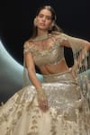 Couture By Niharika Gold Organza Sequins, Embroidery, Zari, Applique, Amara Hand Lehenga Blouse Set at Aza Fashions Couture By Niharika_Gold Organza Sequins, Embroidery, Zari, Applique, Amara Hand Lehenga Blouse Set _at_Aza_Fashions