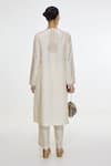 Shop_Ekaya Banaras_Ivory Silk Embroidery Round Neck Handwoven Mashroo Kurta And Pant Set _at_Aza_Fashions