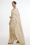 Ekaya Banaras_Ivory Satin, Silk Zari Handwoven Kadhwa Banarasi Saree With Running Blouse _Online_at_Aza_Fashions