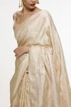 Buy_Ekaya Banaras_Ivory Satin, Silk Zari Handwoven Kadhwa Banarasi Saree With Running Blouse _Online_at_Aza_Fashions