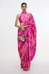 Buy Ekaya Banaras Fuchsia Satin, Silk Zari Handwoven Banarasi Tanchoi Saree With Running Blouse at Aza Fashions Buy_Ekaya Banaras_Fuchsia Satin, Silk Zari Handwoven Banarasi Tanchoi Saree With Running Blouse _at_Aza_Fashions