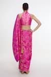 Shop Ekaya Banaras Fuchsia Satin, Silk Zari Handwoven Banarasi Tanchoi Saree With Running Blouse at Aza Fashions Shop_Ekaya Banaras_Fuchsia Satin, Silk Zari Handwoven Banarasi Tanchoi Saree With Running Blouse _at_Aza_Fashions